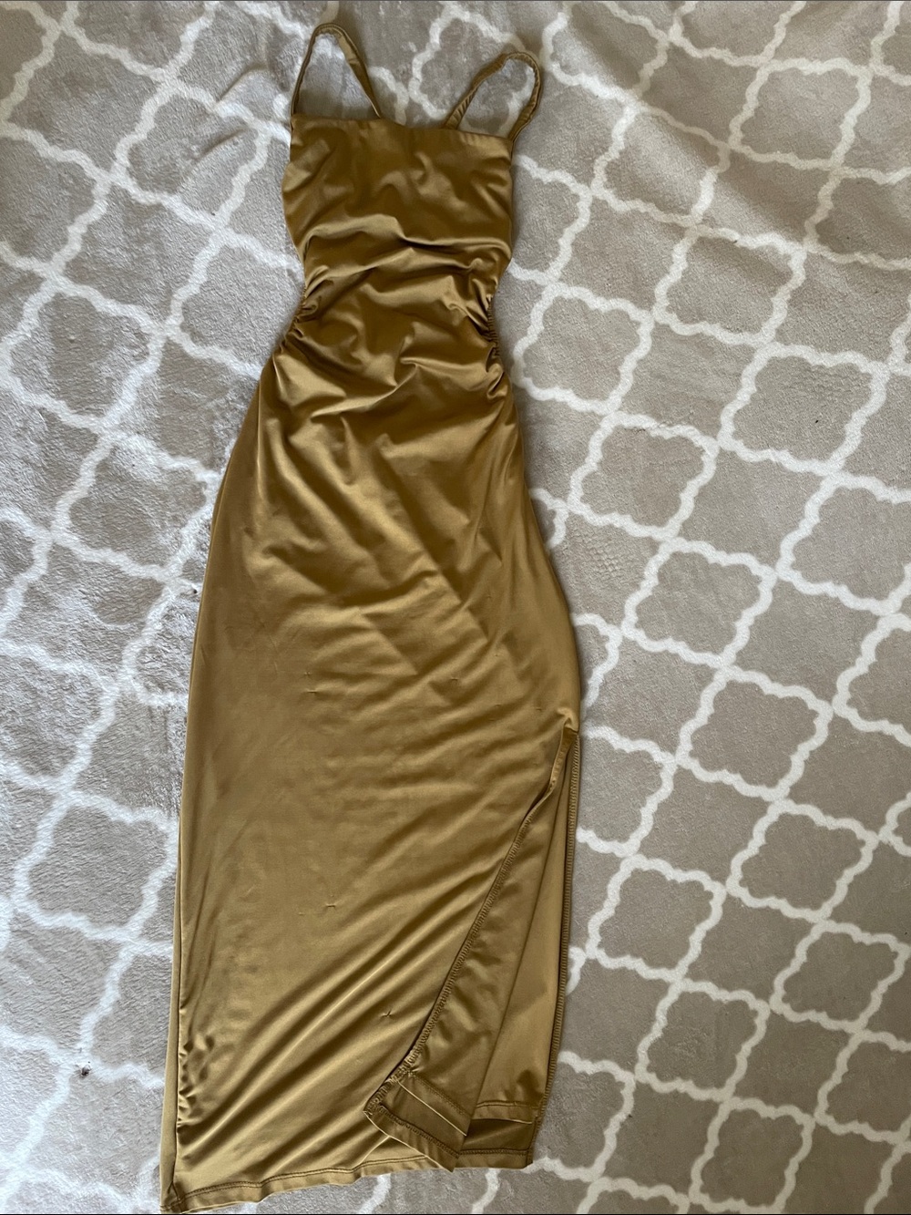 Forever 21 Olive Green Satin Slip Midi Dress